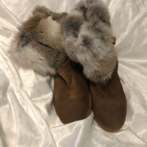 Manas Rabbit Fur Bootie Size 8 (38 Eur)